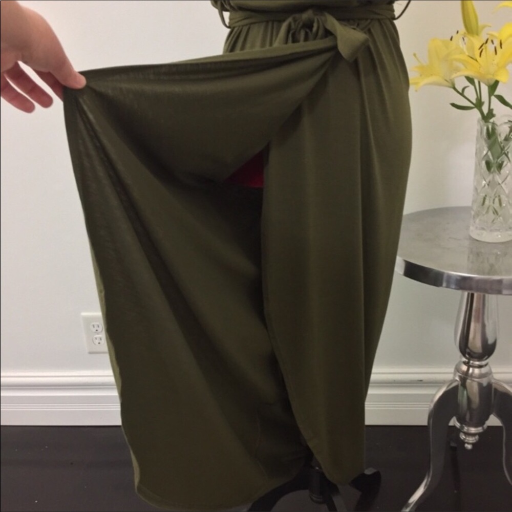 Brand New Dark Green Midi Maxi Faux Wrap Dress - Picture 7 of 10